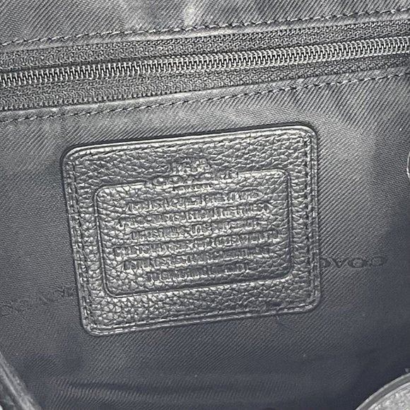 Coach Black Pebbled Leather Backpack Bag Large Turnlock  Adj straps 12" high - Picture 9 of 16